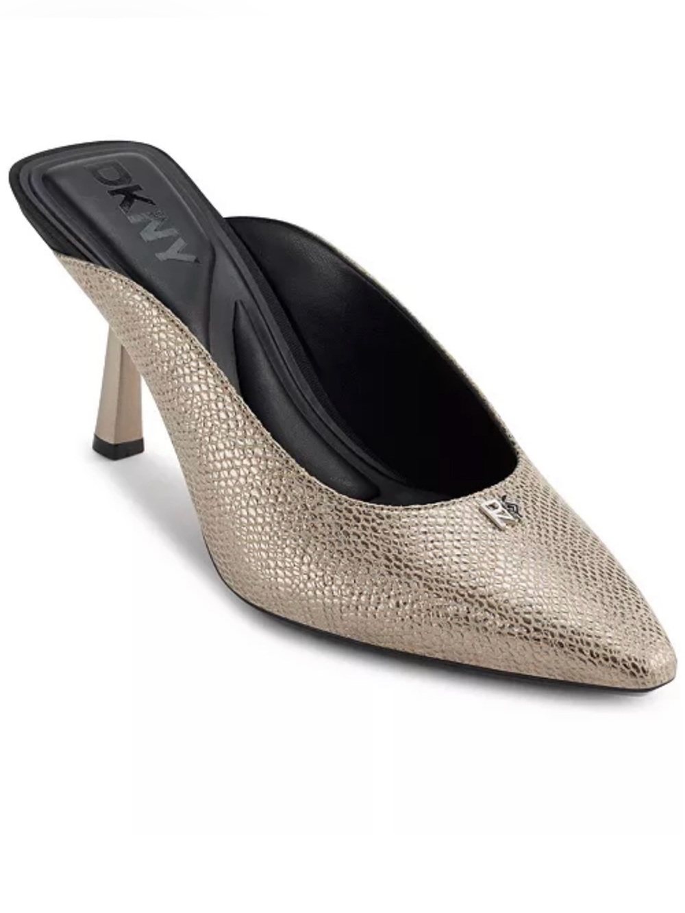 DKNY Metallic Gold Textured Pointed-Toe Mule